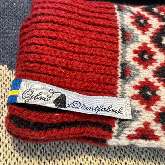 Swedish Ojbro Vantfabrick Wool Mittens with Dala Horse, XL - Picture 2 of 6